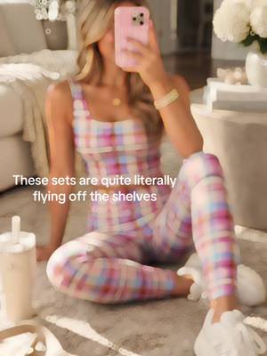 Pastel plaid workout set