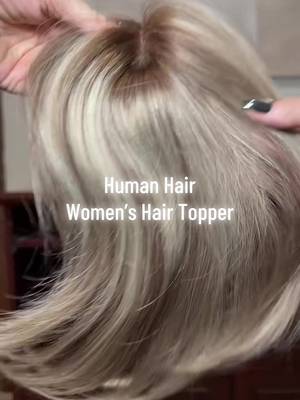 Human hair clip-in hair topper with realistic scalp part