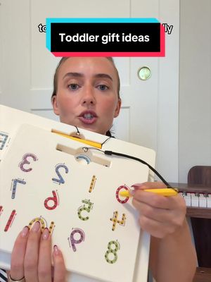 Wooden alphabet and number tracing board with tethered stylus