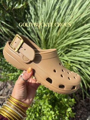 Crocs Crocs clog with gold-tone buckle heel strap