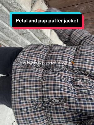 Cropped plaid puffer jacket with a high collar