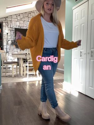 Mustard yellow oversized textured knit cardigan