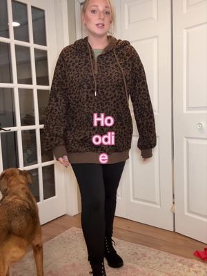 Oversized leopard-print quarter-zip hoodie