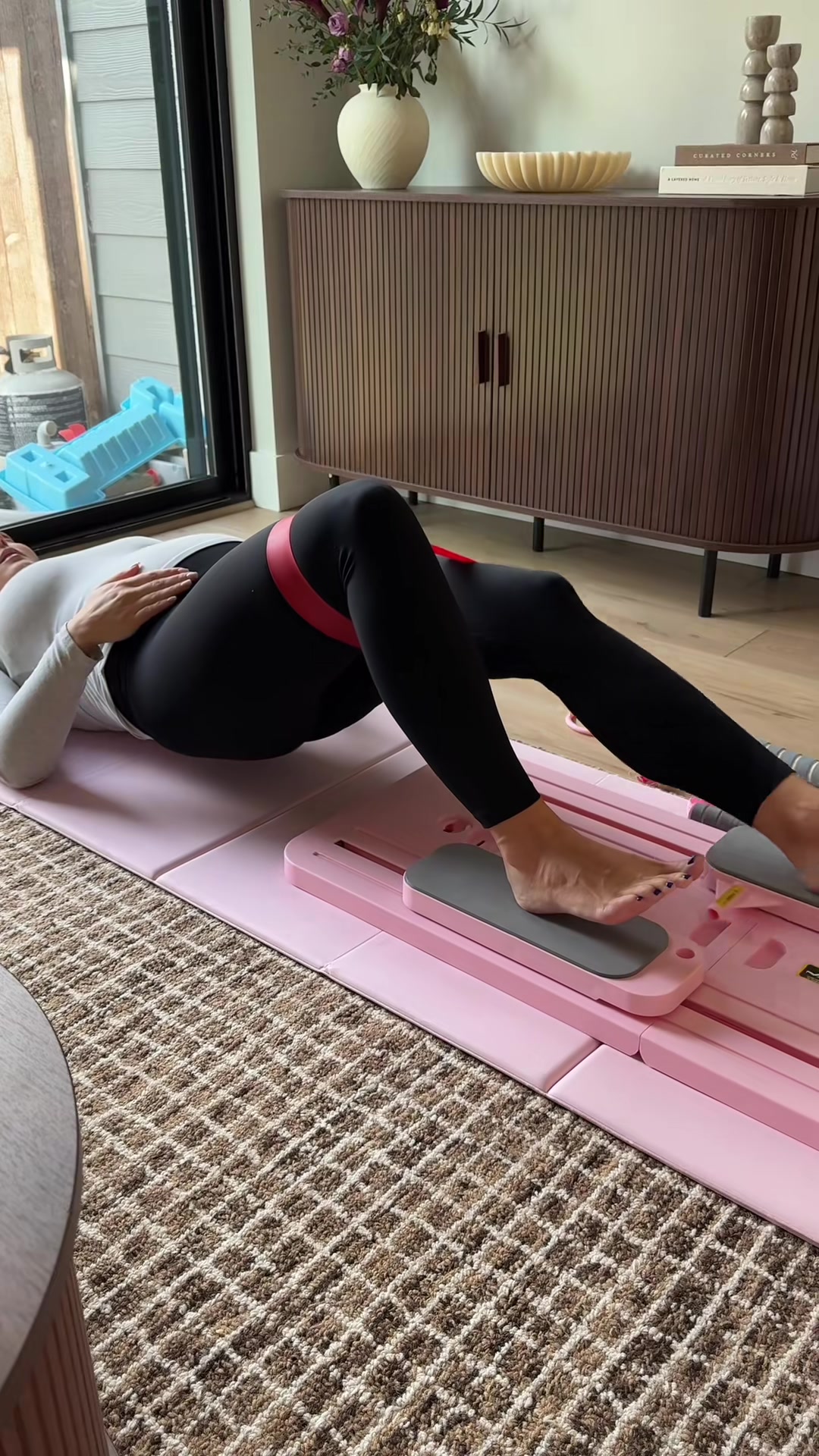 JANUA 5 in 1 Pilates Sliding Board Set, Multi-Purpose Foldable Pilates Reformer for Home, Purple