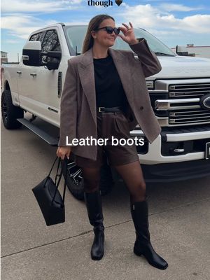 Vivianly black knee-high low-heel leather boots