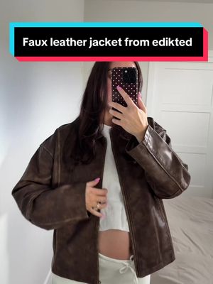 Edikted brown faux leather jacket
