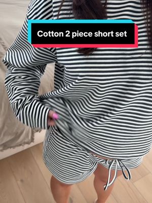 Women's striped two-piece lounge set