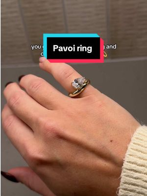PAVOI 14K Yellow Gold Plated Pear Solitaire Premium Cubic Zirconia Engagement Ring for Women - Trendy Fake Wedding Wavy Band Promise Ring - Size 8