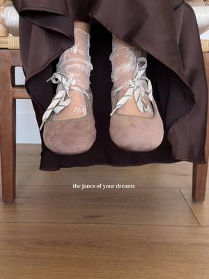 Suede Mary Jane style flat shoes with ribbon ties
