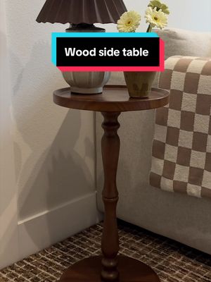 Solid wood pedestal side table