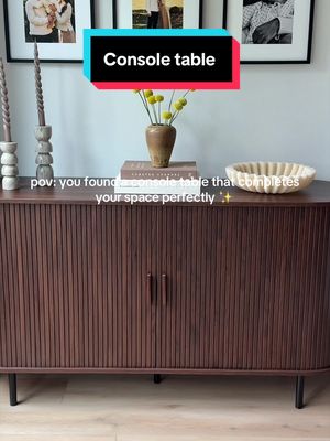 Fluted wood console table