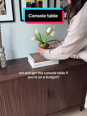 Wood slatted console table