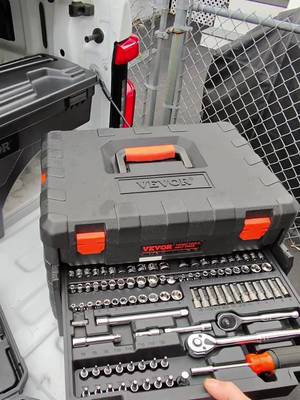 VEVOR Mechanics Tool Set and Socket Set, 1/4" 3/8" 1/2" Drive Deep and Standard Sockets, 450 Pcs SAE and Metric Mechanic Tool Kit with Bits, Combination Wrench, Hex Wrenches, Accessories, Storage Case