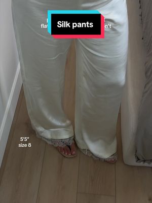 Silk wide-leg pants with lace trim