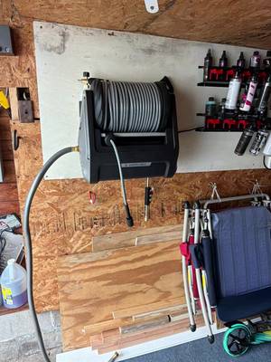 Giraffe Tools Wall Mounted Pressure Washer Essential with Upgraded 1800W Motor, 2900 PSI, 2.2 GPM Electric Power Washer, Automatic Rewind, 100ft Pressure Hoses, 5 Nozzles for Floor/Cars/Fences/Patios
