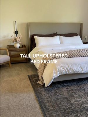 PaPaJet King Bed Frame with 51.2" Tall Wingback Headboard,Line Upholstered Platform Bed,Solid Wood Legs,No Box Spring Needed,Noise-Free&Easy Assembly,for Master Bedroom & Luxury Home,White