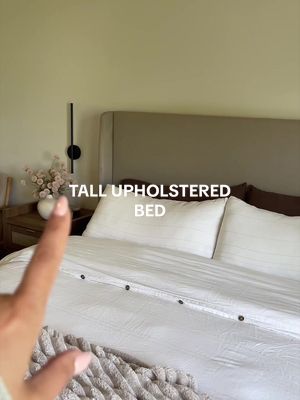 PaPaJet King Bed Frame with 51.2" Tall Wingback Headboard,Line Upholstered Platform Bed,Solid Wood Legs,No Box Spring Needed,Noise-Free&Easy Assembly,for Master Bedroom & Luxury Home,White