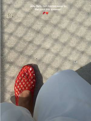 Women's red woven jelly flats
