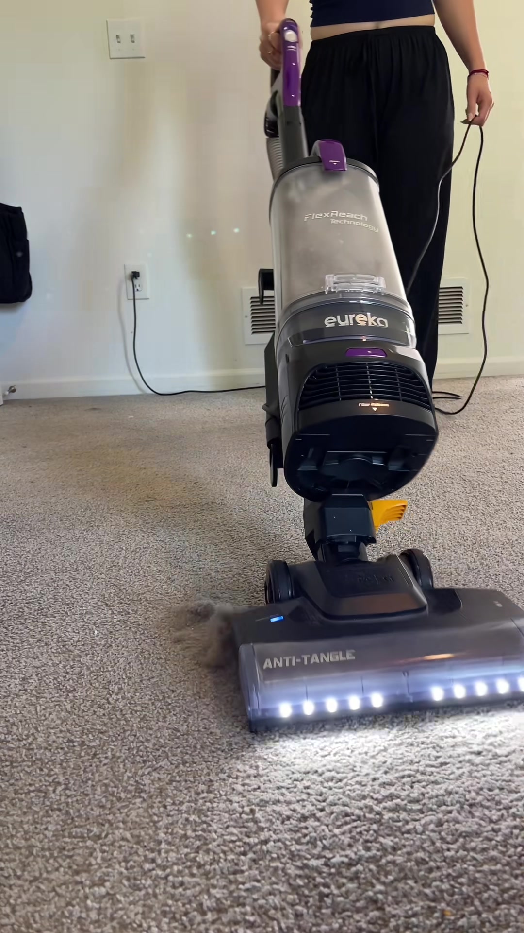 Eureka FlexReach Powerful Upright Vacuum Cleaner for Carpet and Hard Floor, Lift-Up Vacuum with Large Dust Cup, Anti-Tangle, NEU651PL, Purple