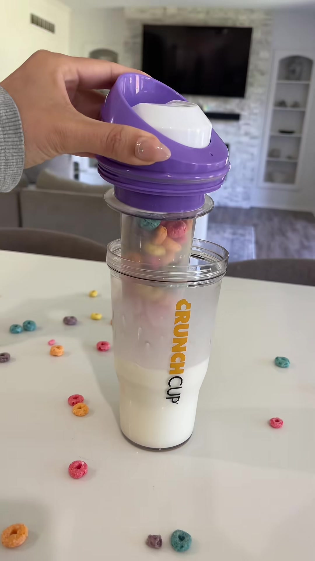 CRUNCHCUP XL Portable Cereal Cup for Breakfast On the Go - Black