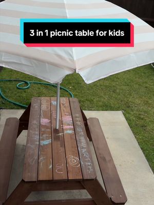 Kids wooden picnic table with removable sand and water bins