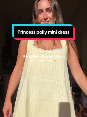 Butter yellow mini dress with lace trim