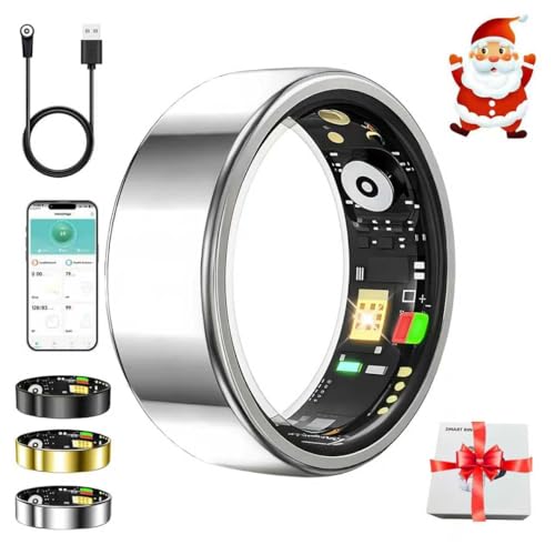 ZBNMY White Elephant Gifts,Smart Ring,Gifts Christmas for Women Men - Sleep Monitoring/Blood Oxygen/Motion Tracking,Waterproof & No Subscription Required,Gifts for Mom Dad Boyfriend Her Him Silver 10