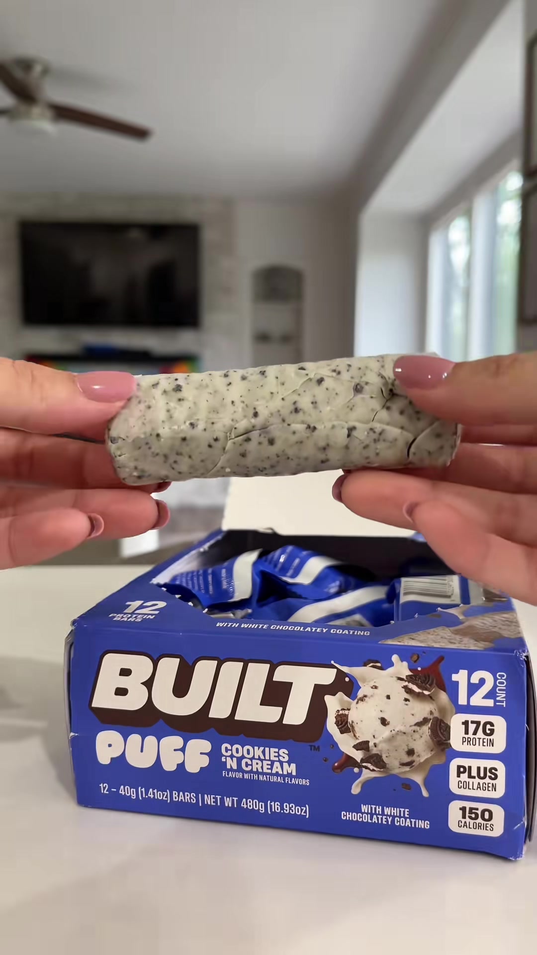 BUILT Puff Protein Bars, Cookies 'N Cream, 17g Protein - 12 Count