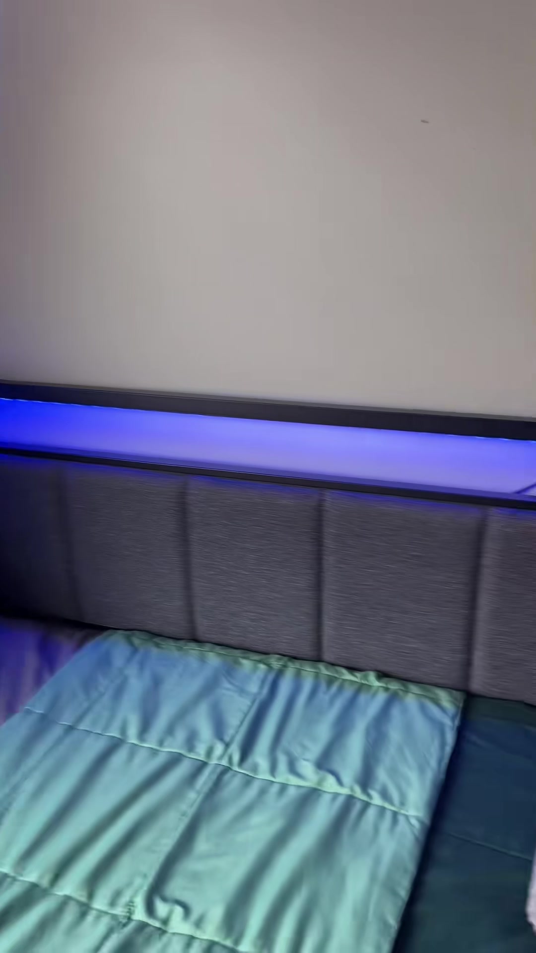 Hasuit Corner Bed Frame with Storage Drawers, Full Daybed with Line Fabric Upholstered Fence, Kids Bed Unit with LED Light and Charging Station, Modern Bed Frame Full Size, Gray
