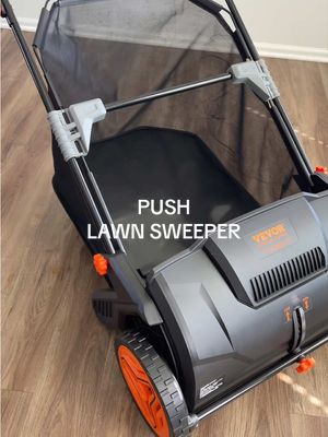 VEVOR Push Lawn Sweeper, 21inch Leaf & Grass Collector, Heavy Duty Thickened Steel Durable to Use with Large Capacity 3.5 cu. ft. Mesh Collection Hopper Bag, 2 Spinning Brushes