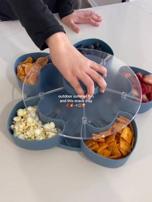 Divided Serving Tray that Spins – Perfect for Snacks, Dips & Party Appetizers with Lid, 5-Compartment Lazy Susan Organizer, Portable Veggie Platter for Party|Travel|Picnic (Blue)