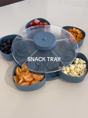 Divided Serving Tray that Spins – Perfect for Snacks, Dips & Party Appetizers with Lid, 5-Compartment Lazy Susan Organizer, Portable Veggie Platter for Party|Travel|Picnic (Grey)