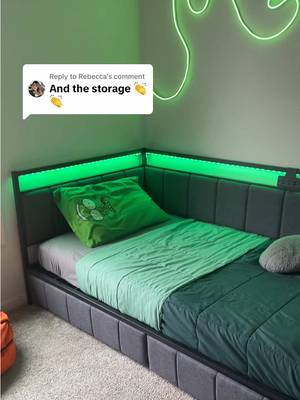 DICTAC Twin Corner Bed Frame with 2 Storage Drawers and Charging Station Twin Bed Frames with Storage and Led Lights Twin Size Daybed for Kids Teen with Upholstered Guardrail,No Box Spring Needed,Gray