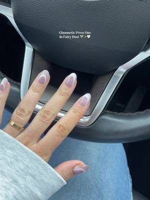 Glamnetic Press On Nails - Fairy Dust | Short Oval Beige-Pink Fake Nails with a Mesmerizing Metallic Finish, Salon Quality | 15 Sizes - 30 Nail Kit with Glue