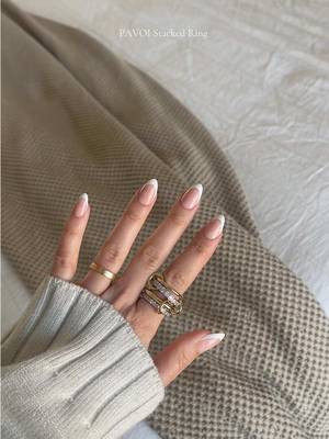 PAVOI 14K Gold Plated Mixed Metal Two Tone Stackable Ring for Women | Double Band Cubic Zirconia Interlocking Stackable Ring | Size 5