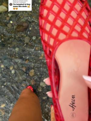 Heva Red lattice jelly flats