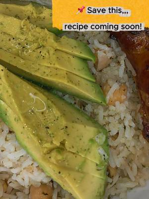 Pork ribs with rice chickpeas and avocado meal