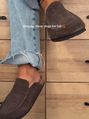 Cushionaire Women's brown suede penny clogs