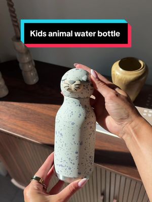 Insulated kids water bottle with cat design