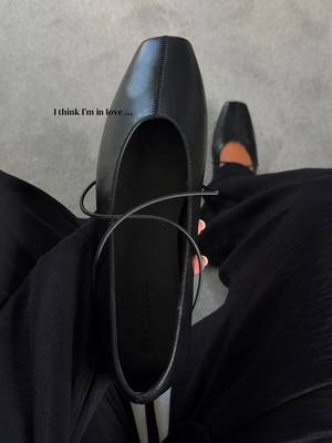 CRUDA Black leather square toe ankle strap flats