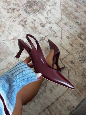 XIM SHOES Burgundy pointed-toe kitten heel slingback shoes