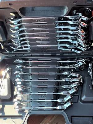 VEVOR 24-piece Ratcheting Wrench Set with 180° Flex Head, Anti-Slip Tooth, Combination Wrench Sets with Organizer Box, Metric 8-19mm & SAE 1/4-3/4", Nickel Plating