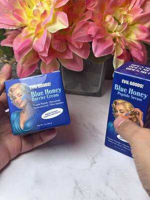 Evil Goods Skincare duo Blue Honey Peptide Serum and Blue Honey Barrier Cream