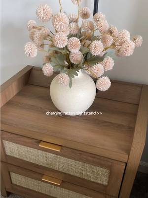 SICOTAS Rattan Nightstand Set of 2, Bedside Table with 2 Large Drawers
