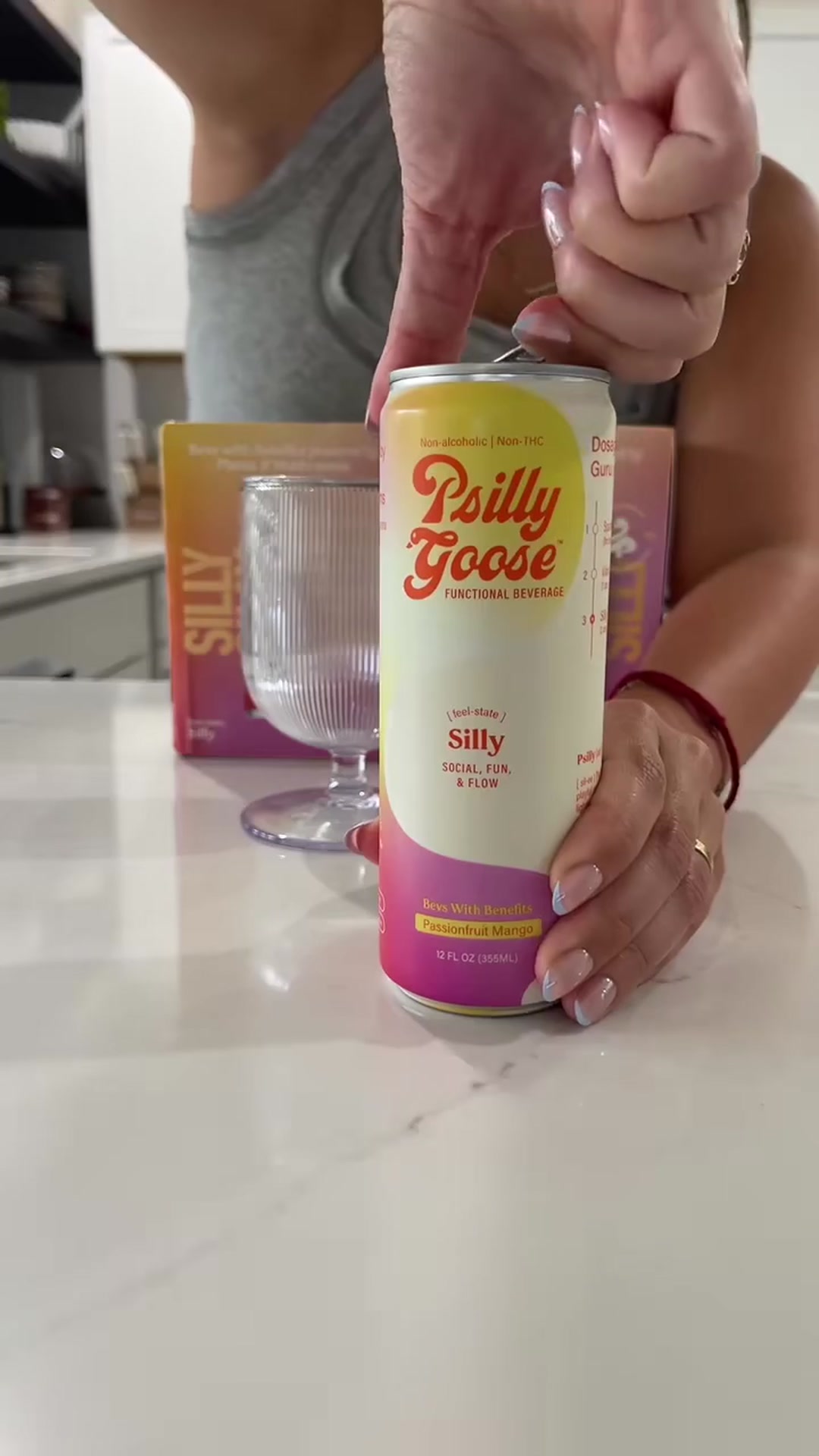 Psilly Goose Silly Non-Alcoholic Drink, Passionfruit Mango - 12 oz, 4 Packs