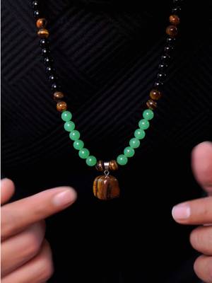 WEIBITGOOG Money Magnet Crystals Jewelry Set for Women & Men - Natural Green Aventurine, Tiger's Eye & Obsidian Beaded Necklace and Bracelet - Wealth, Abundance & Prosperity Healing Jewelry Set