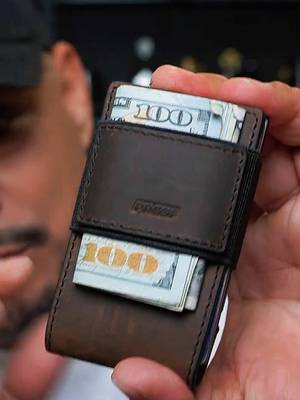 PROOF Slim Minimalist Wallets for Men | Leather & Metal | RFID Wallet
