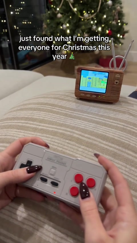 Mini TV Retro Handheld Game Console -JALECO Licensed Classic Games, Portable Gaming Toy with TF Card to Expand 80s 90s Games, Support Two Players & Game Save, Ideal Gift for Boys Girls (Wood)